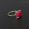 Gold Plated Amazing RED RUBY Cushion Silver Solitaire Ring, 925 Sterling Silver Prong Ring, Red Ruby Cushion Cut Gemstone Silver Ring