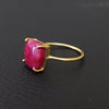 Gold Plated Amazing RED RUBY Cushion Silver Solitaire Ring, 925 Sterling Silver Prong Ring, Red Ruby Cushion Cut Gemstone Silver Ring