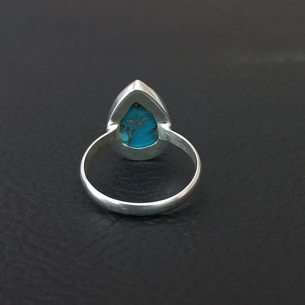 Natural TURQUOISE Pear Silver Ring, 925 Sterling Silver Statement Ring, Turquoise Pear Silver Ring, Gemstone Silver Ring