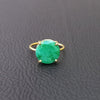 Gold Plated Amazing EMERALD Round Silver Solitaire Ring, 925 Sterling Silver Prong Ring, EMERALD Round Cut Gemstone Silver Ring, DIY Jewelry