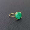 Gold Plated Amazing EMERALD Round Silver Solitaire Ring, 925 Sterling Silver Prong Ring, EMERALD Round Cut Gemstone Silver Ring, DIY Jewelry