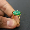 Gold Plated Amazing EMERALD Round Silver Solitaire Ring, 925 Sterling Silver Prong Ring, EMERALD Round Cut Gemstone Silver Ring, DIY Jewelry