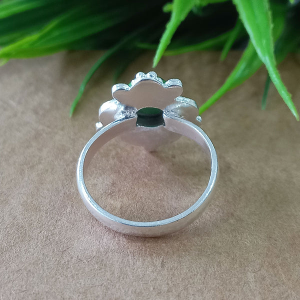 Natural Green Copper Turquoise New Design Round Stone Ring, 925 Sterling Silver Round Turquoise Ring, Turquoise Round Ring, Statement Ring