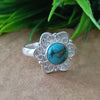 Natural Blue Copper Turquoise New Design Round Stone Ring, 925 Sterling Silver Round Turquoise Ring, Turquoise Round Ring, Statement Ring