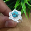 Natural Blue Copper Turquoise New Design Round Stone Ring, 925 Sterling Silver Round Turquoise Ring, Turquoise Round Ring, Statement Ring