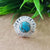 Natural Blue Copper Turquoise New Design Round Stone Ring, 925 Sterling Silver Round Turquoise Ring, Turquoise Round Ring, Statement Ring