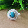 Natural Blue Copper Turquoise New Design Round Stone Ring, 925 Sterling Silver Round Turquoise Ring, Turquoise Round Ring, Statement Ring
