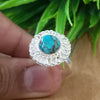 Natural Blue Copper Turquoise New Design Round Stone Ring, 925 Sterling Silver Round Turquoise Ring, Turquoise Round Ring, Statement Ring
