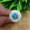 Natural Blue Copper Turquoise New Design Round Stone Ring, 925 Sterling Silver Round Turquoise Ring, Turquoise Round Ring, Statement Ring