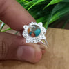 Natural Oyster Copper Turquoise New Design Round Stone Ring, 925 Sterling Silver Round Turquoise Ring, Turquoise Round Ring, Statement Ring