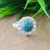 925 Sterling Silver Statement Ring, NEW ARRIVAL Natural Blue Copper Turquoise Round Silver Ring, Turquoise Silver Ring, Gemstone Ring,