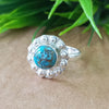 925 Sterling Silver Statement Ring, NEW ARRIVAL Natural Blue Copper Turquoise Round Silver Ring, Turquoise Silver Ring, Gemstone Ring,
