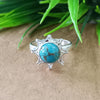 925 Sterling Silver Statement Ring, NEW ARRIVAL Natural Blue Copper Turquoise Round Silver Ring, Turquoise Silver Ring, Gemstone Ring,