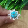 925 Sterling Silver Statement Ring, NEW ARRIVAL Natural Blue Copper Turquoise Round Silver Ring, Turquoise Silver Ring, Gemstone Ring,