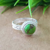 925 Sterling Silver Statement Ring, NEW ARRIVAL Natural Green Copper Turquoise Round Silver Ring, Turquoise Silver Ring, Gemstone Ring,