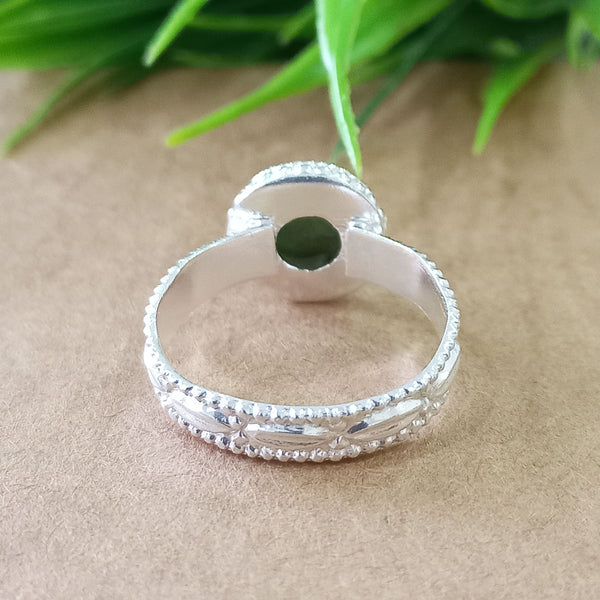 925 Sterling Silver Statement Ring, NEW ARRIVAL Natural Green Copper Turquoise Round Silver Ring, Turquoise Silver Ring, Gemstone Ring,
