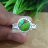 925 Sterling Silver Statement Ring, NEW ARRIVAL Natural Green Copper Turquoise Round Silver Ring, Turquoise Silver Ring, Gemstone Ring,