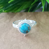 925 Sterling Silver Statement Ring, NEW ARRIVAL Natural Blue Copper Turquoise Round Silver Ring, Turquoise Silver Ring, Gemstone Ring,