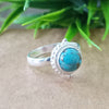 925 Sterling Silver Statement Ring, NEW ARRIVAL Natural Blue Copper Turquoise Round Silver Ring, Turquoise Silver Ring, Gemstone Ring,