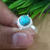 925 Sterling Silver Statement Ring, NEW ARRIVAL Natural Blue Copper Turquoise Round Silver Ring, Turquoise Silver Ring, Gemstone Ring,