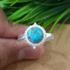925 Sterling Silver Statement Ring, NEW ARRIVAL Natural Blue Copper Turquoise Round Silver Ring, Turquoise Silver Ring, Gemstone Ring,