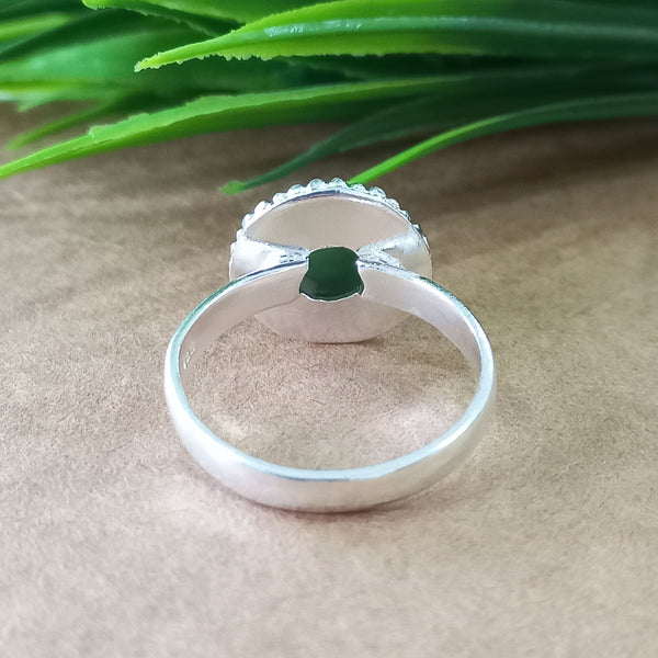 925 Sterling Silver Statement Ring, NEW ARRIVAL Natural Green Copper Turquoise Roun