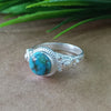 925 Sterling Silver Statement Ring, NEW ARRIVAL Natural Blue Copper Turquoise Round Silver Ring, Turquoise Silver Ring, Gemstone Ring,
