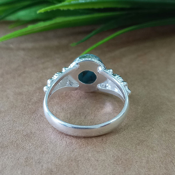 925 Sterling Silver Statement Ring, NEW ARRIVAL Natural Blue Copper Turquoise Round Silver Ring, Turquoise Silver Ring, Gemstone Ring,