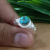 925 Sterling Silver Statement Ring, NEW ARRIVAL Natural Blue Copper Turquoise Round Silver Ring, Turquoise Silver Ring, Gemstone Ring,