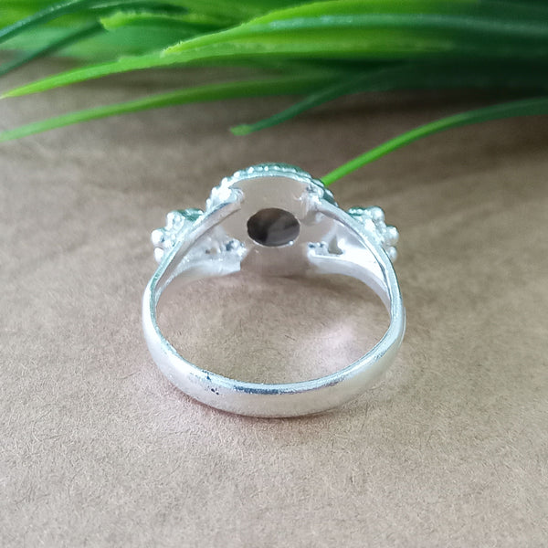 Natural Oyster Copper Turquoise New Design Round Stone Ring, 925 Sterling Silver Round Turquoise Ring, Turquoise Round Ring, Statement Ring