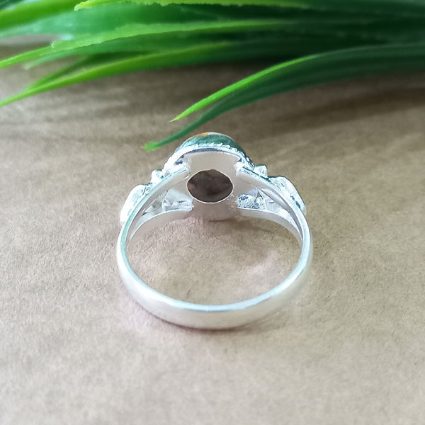 925 Sterling Silver Statement Ring, NEW ARRIVAL Natural Oyster Copper Turquoise Round Silver Ring, Turquoise Silver Ring, Gemstone Ring