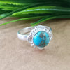 925 Sterling Silver Statement Ring, NEW ARRIVAL Natural Blue Copper Turquoise Round Silver Ring, Turquoise Silver Ring, Gemstone Ring