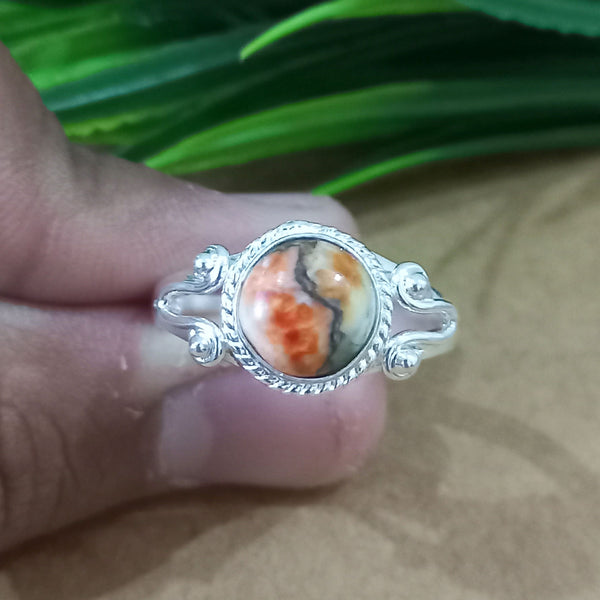 925 Sterling Silver Round Turquoise Ring, Natural Oyster Copper Turquoise New Design Round Stone Ring, Turquoise Round Ring, Statement Ring