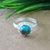 Natural Blue Copper Turquoise New Design Round Stone Ring, 925 Sterling Silver Round Turquoise Ring, Turquoise Round Ring, Statement Ring