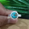 Natural Blue Copper Turquoise New Design Round Stone Ring, 925 Sterling Silver Round Turquoise Ring, Turquoise Round Ring, Statement Ring
