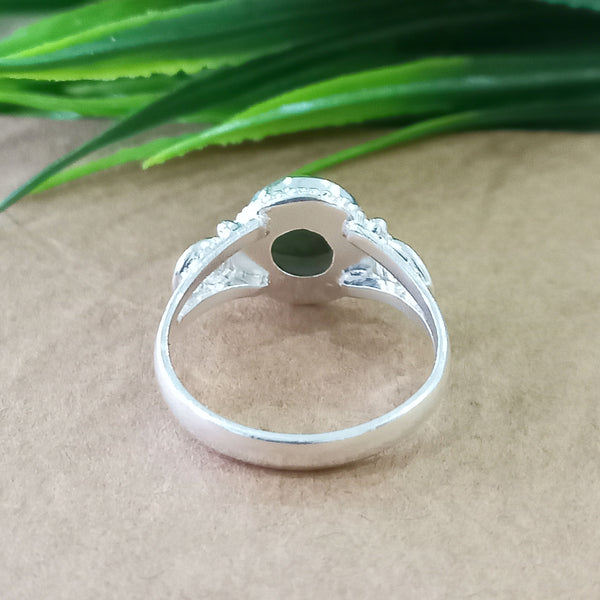 Natural Green Copper Turquoise New Design Round Stone Ring, 925 Sterling Silver Round Turquoise Ring, Turquoise Round Ring, Statement Ring