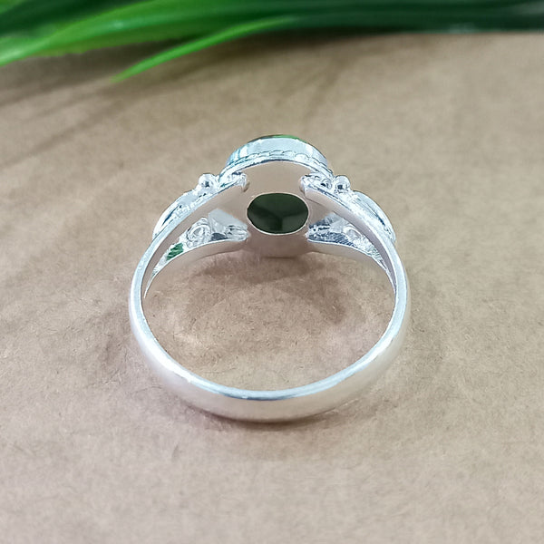 Natural Green Copper Turquoise New Design Round Stone Ring, 925 Sterling Silver Round Turquoise Ring, Turquoise Round Ring, Statement Ring