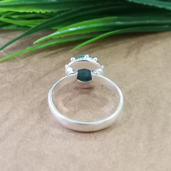 Natural Blue Copper Turquoise New Design Round Stone Ring, 925 Sterling Silver Round Turquoise Ring, Turquoise Round Ring, Statement Ring