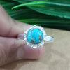 Natural Blue Copper Turquoise New Design Round Stone Ring, 925 Sterling Silver Round Turquoise Ring, Turquoise Round Ring, Statement Ring