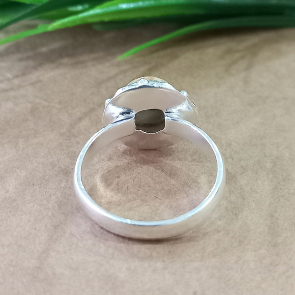 Natural Oyster Copper Turquoise New Design Round Stone Ring, 925 Sterling Silver Round Turquoise Ring, Turquoise Round Ring, Statement Ring