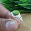 Natural Green Copper Turquoise New Design Round Stone Ring, 925 Sterling Silver Round Turquoise Ring, Turquoise Round Ring, Statement Ring