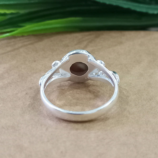 Natural Oyster Copper Turquoise New Design Round Stone Ring, 925 Sterling Silver Round Turquoise Ring, Turquoise Round Ring, Statement Ring