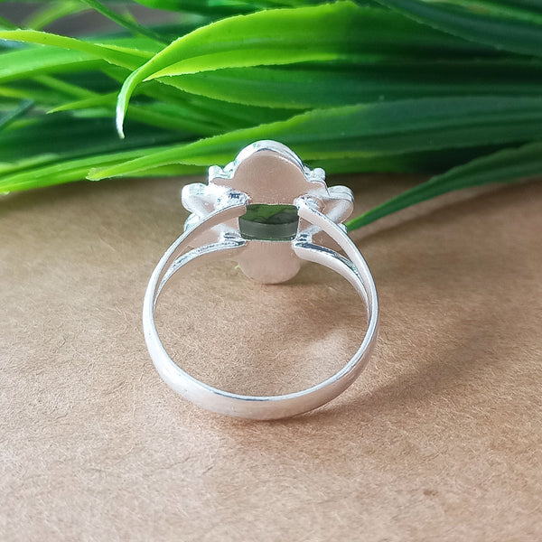 New Design Natural Green Copper Turquoise Cushion Stone Ring, 925 Sterling Silver Cushion Turquoise Ring, Turquoise Cushion Ring