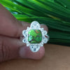 New Design Natural Green Copper Turquoise Cushion Stone Ring, 925 Sterling Silver Cushion Turquoise Ring, Turquoise Cushion Ring