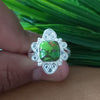New Design Natural Green Copper Turquoise Cushion Stone Ring, 925 Sterling Silver Cushion Turquoise Ring, Turquoise Cushion Ring