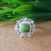 New Design Natural Green Copper Turquoise Cushion Stone Ring, 925 Sterling Silver Cushion Turquoise Ring, Turquoise Cushion Ring
