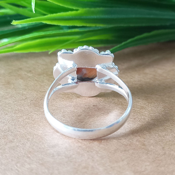 New Design Natural Oyster Copper Turquoise Cushion Stone Ring, 925 Sterling Silver Cushion Turquoise Ring, Turquoise Cushion Ring