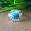 New Design Natural Blue Copper Turquoise Cushion Stone Ring, 925 Sterling Silver Cushion Turquoise Ring, Turquoise Cushion Ring