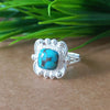 New Design Natural Blue Copper Turquoise Cushion Stone Ring, 925 Sterling Silver Cushion Turquoise Ring, Turquoise Cushion Ring
