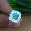 New Design Natural Blue Copper Turquoise Cushion Stone Ring, 925 Sterling Silver Cushion Turquoise Ring, Turquoise Cushion Ring